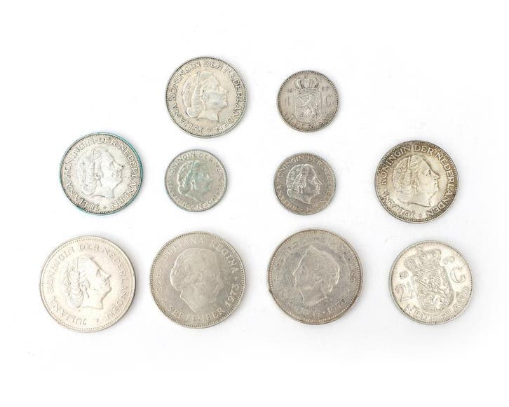10 zilveren guldens, rijksdaalders en 10-guldens, Juliana, Antiek en Kunst, Antiek | Goud en Zilver