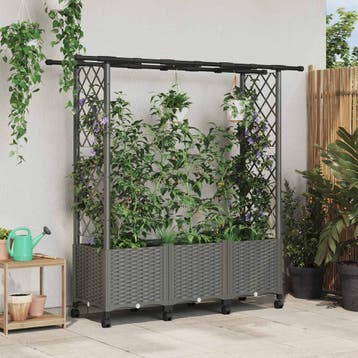 vidaXL Verhoogd Bed met Trellis en Dak Lichtgrijs 162,5 x 40, Verzenden, Nieuw, Minder dan 60 cm, 60 cm of meer