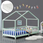 Kinderbed Treviolo met matras 90x200 cm mint en wit, Verzenden, Nieuw