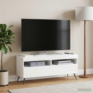 vidaXL LED tv-meubel Hoogglans Wit Bewerkt hout, Huis en Inrichting, Minder dan 50 cm, Verzenden, Nieuw, Minder dan 100 cm