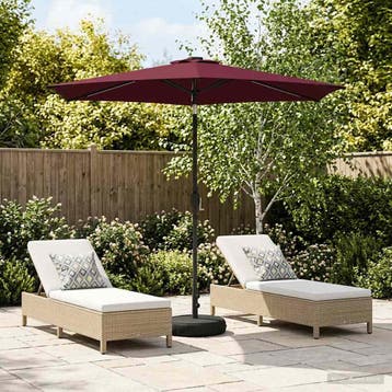 vidaXL Tuinparasol met LED-lampen en voet 270 x 270 cm, Verzenden, Nieuw, 2 tot 3 meter
