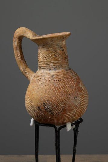 Cypriotisch Terracotta Cyprische rode gepolijste kan - 10 cm