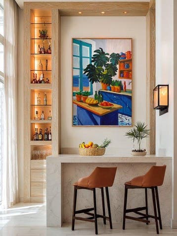 E. García - La cocina azul XL, Antiek en Kunst