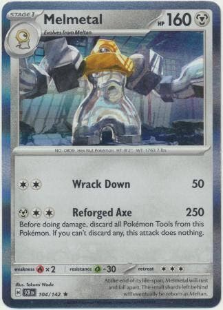 Melmetal 104/142 Holo Stellar Crown, Ophalen of Verzenden, Nieuw, Losse kaart, Foil