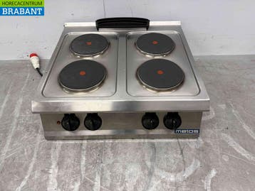 RVS Metos 4 pits elektrisch fornuis kookplaat 80 cm 400V, Ophalen of Verzenden, Gebruikt