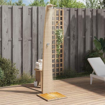 vidaXL Buitendouche 55x60x224 cm poly rattan en acaciahout, Verzenden, Nieuw