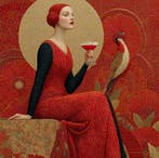 CREATIVE_HUB - Redhead and red campari in Erte style adv, Nieuw