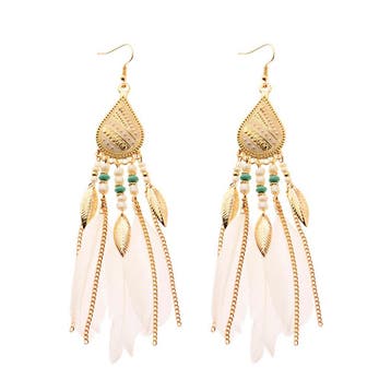 Fako Bijoux - Oorbellen - Bohemian - Veren, Blaadjes &, Verzenden, Nieuw
