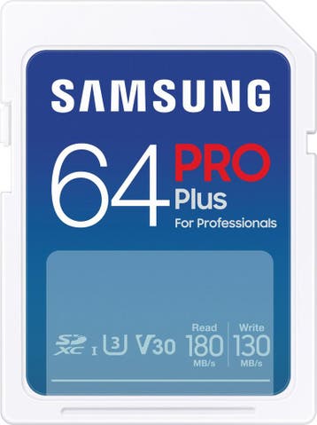 Samsung PRO Plus - SD Kaart - 180 &amp; 130 MB/s - 64 GB, Ophalen of Verzenden, Zo goed als nieuw, Samsung