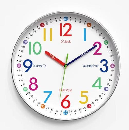 Cartoon Kinder Wandklok Stil Quartz Educatief 30 cm, Huis en Inrichting, Woonaccessoires | Klokken, Nieuw, Verzenden