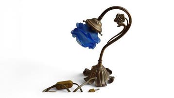 Gebogen tafellamp - Art Nouveau-lamp in verguld brons -