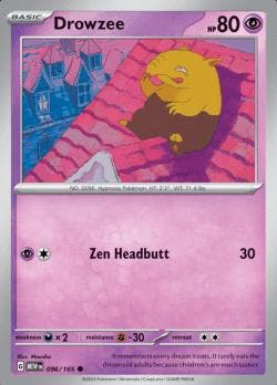 Drowzee 096/165 reverse holo pokemon 151, Ophalen of Verzenden, Nieuw, Losse kaart, Foil
