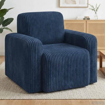 vidaXL Fauteuil Marineblauw corduroy, Verzenden, Nieuw