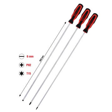 KS Tools Schroevendraaier Set Extra Lang 3-Delig, Verzenden, Nieuw