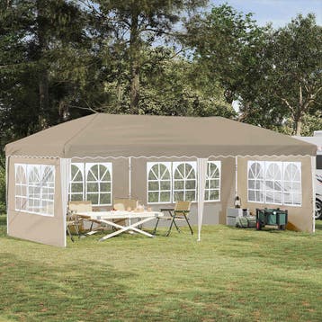 vidaXL Pop-up partytent 575 x 289 x 245 cm Crèmekleurig, Verzenden, Nieuw, Partytent