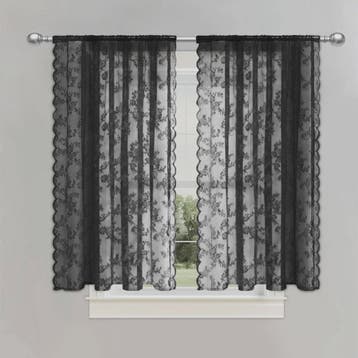 Romantische Kant Gordijn - Transparant Bloemenpatroon met Si, Huis en Inrichting, Verzenden, Nieuw