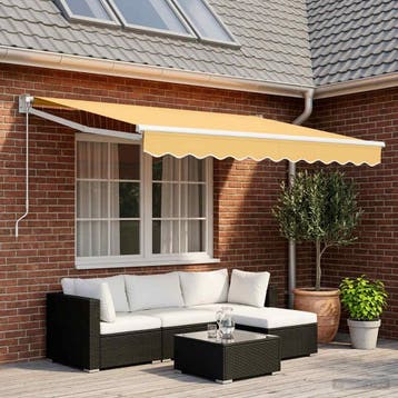 vidaXL Handmatige Zonnescherm 3,5 x 2,5 m Zand 100%, Verzenden, Nieuw