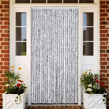vidaXL Vliegengordijn 100x230 cm chenille wit en grijs, Verzenden, Nieuw, Wit