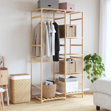 vidaXL Kledingrek met schappen 100x50x184,5 cm bamboe, Verzenden, Nieuw