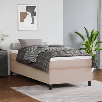vidaXL Boxspring bed kunstleer cappuccinokleurig 80x200 cm, Overige materialen, Eenpersoons, Bruin, Verzenden