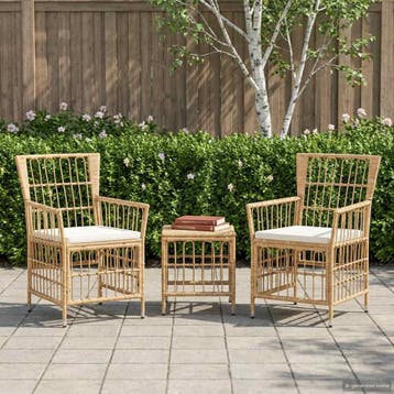 vidaXL Tuinstoelen 2 st Naturel PE rattan, Staal en, Tuin en Terras, Tuinstoelen, Verzenden, Nieuw, Rotan