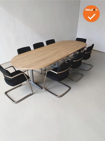 Ahrend vergadertafel - 340x120cm - Ovaal - Oak Medium, Vergader- of Presentatieruimte, Ophalen of Verzenden, Gebruikt, Tafel