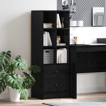 vidaXL buffetkast met lade Zwart Eiken 45,5 x 34 x 127 cm, Minder dan 50 cm, Verzenden, 100 tot 150 cm, Nieuw