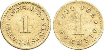 1 Pfennig Fredrichshafen, Stadt (wuerttemberg) Consum Verein, Verzenden