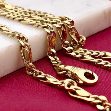 8 Karaat Figaro schakelketting, Ophalen of Verzenden, Gebruikt, Geel, Goud