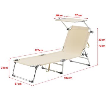 Ligbed met luifel Legorreta 189x57x28 cm tot 115 kg beige [e, Verzenden, Nieuw
