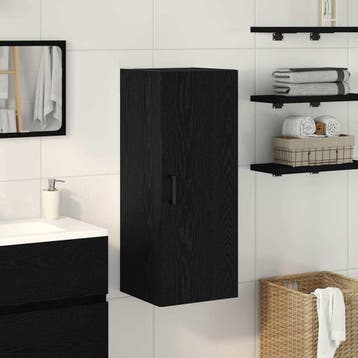 vidaXL Wandkast 34,5x34x90 cm bewerkt hout zwart, Verzenden, Nieuw, Overige houtsoorten