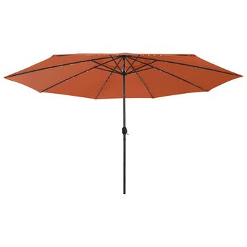 vidaXL Parasol met LED-verlichting 400 cm terracottakleurig, Verzenden, Nieuw, Meer dan 4 meter