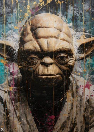 Kleury.art - [XL Canvas] Wisdom in Gold Drips by, Nieuw in verpakking