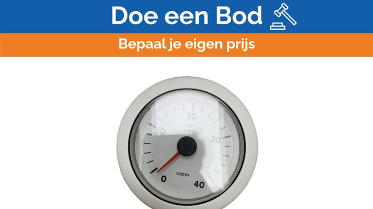 Bieden: VDO 4000 RPM engine tachometer white 12V, Watersport en Boten, Bootonderdelen, Motor en Techniek, Nieuw, Zeilboot of Motorboot