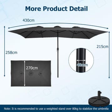2dekans | Coast Dubbeldak Parasol 430 x 276 x 260 cm Extra, Ophalen of Verzenden, Zo goed als nieuw