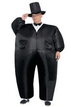 KIMU® Opblaas Kostuum Showmaster Zwart Opblaasbaar pak Showm, Carnaval, Nieuw, Overige maten, Ophalen of Verzenden