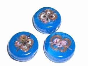 2 x Tsjechische kraal Table Cut schijf 18  x6mm blauw, Ophalen of Verzenden, Nieuw, Kraal