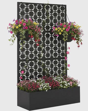 Metalen Plantenbak met Geometrisch Trellis Scherm - 180 cm H, Verzenden