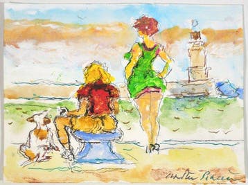Walter Piacesi (1929-2022) - Figure al Molo, Antiek en Kunst