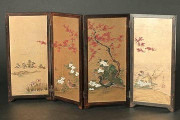 Bybu kamerscherm - Antiek 4-panel Byobu-vouwscherm met