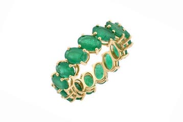 Eeuwigheidsring - 14 karaat Geel goud - 5.52ct. tw. Smaragd, Sieraden, Tassen en Uiterlijk