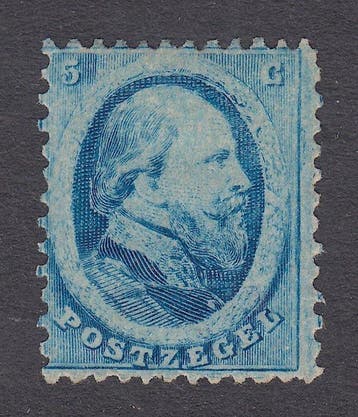 Nederland 1864 - Koning Willem III, met variëteit, Gestempeld