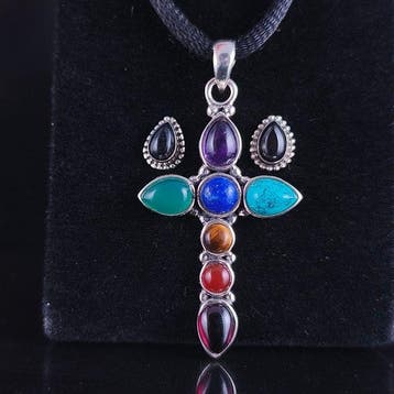 Gemengde edelstenen - Zilver - Hanger -
