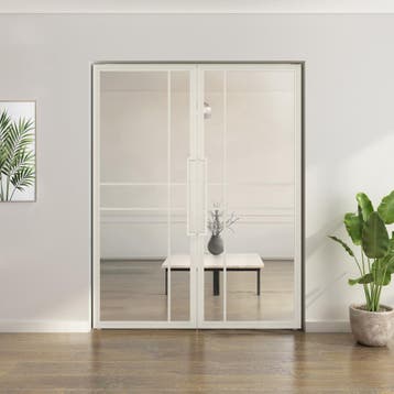 Dubbele stalen taatsdeur 6 Vlaks  Wit Helder glas Luxe desig, Minder dan 80 cm, Overige typen, Nieuw, Metaal