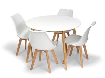 Scandinavia Eettafelset met 4 Scandino Stoelen - Wit, Verzenden, Nieuw