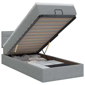 vidaXL Ottoman bed met matras Lichtgrijs 80 x 200 cm Stof, Huis en Inrichting, Verzenden, Nieuw