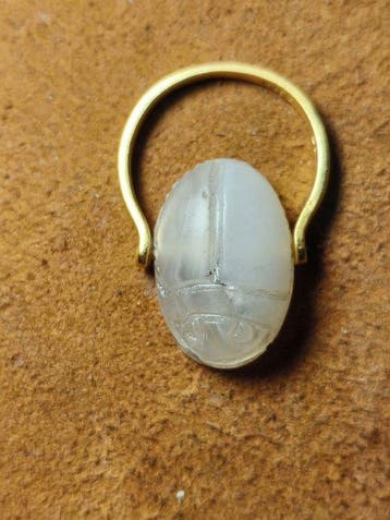 Oude agaat Egyptische scarabee-ring - Agaat - Egypte - 20e