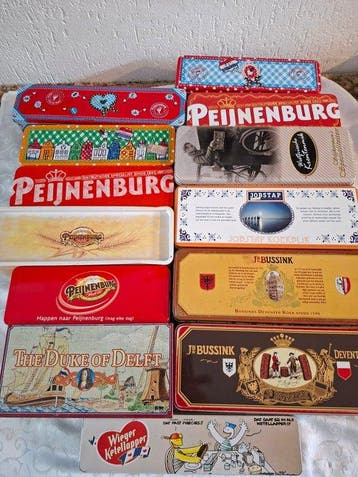 Collectie merkartikelen - 13 ontbijt koekblikken Nederland