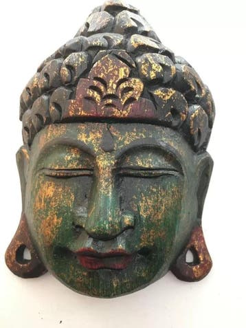 Boeddha – Masker Goud Groen – Boeddha beeld Shakyamuni, Verzenden, Nieuw