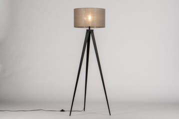 Rietveld Vloerlampen - Zwart, Taupe - Stof, Metaal, Huis en Inrichting, Lampen | Vloerlampen, Verzenden, Nieuw